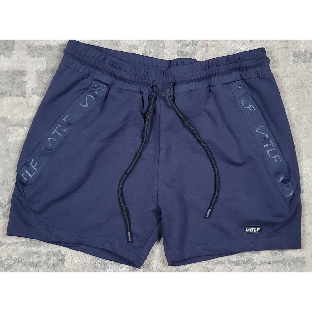 TLF French Terry Men's Navy Blue Elastic Waist Drawstring Shorts MED 34-35x4.5"
